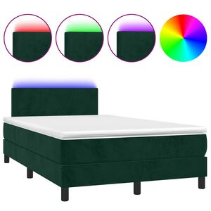 vidaXL Boxspring met matras en LED fluweel donkergroen 120x200 cm