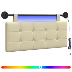 vidaXL Hangend hoofdbord Met LED-verlichting Cr&egrave;mekleurig Kunstleer