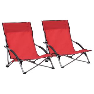 vidaXL Opklapbare stoelen, 2 stuks, rode stof