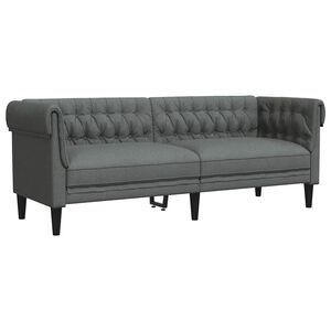 vidaXL Driezitsbank Chesterfield-stijl stof donkergrijs