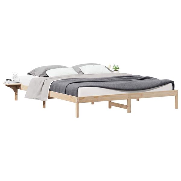 vidaXL Bedframe met Zijtafels Naturel 200 x 210 cm Massief grenenhout