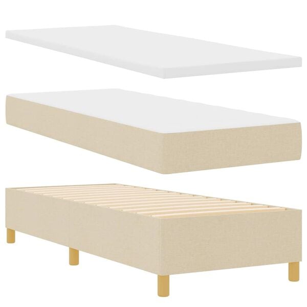 vidaXL Boxspring bed met matras met hoofdeinde Cr&egrave;me 80 x 200 cm Stof