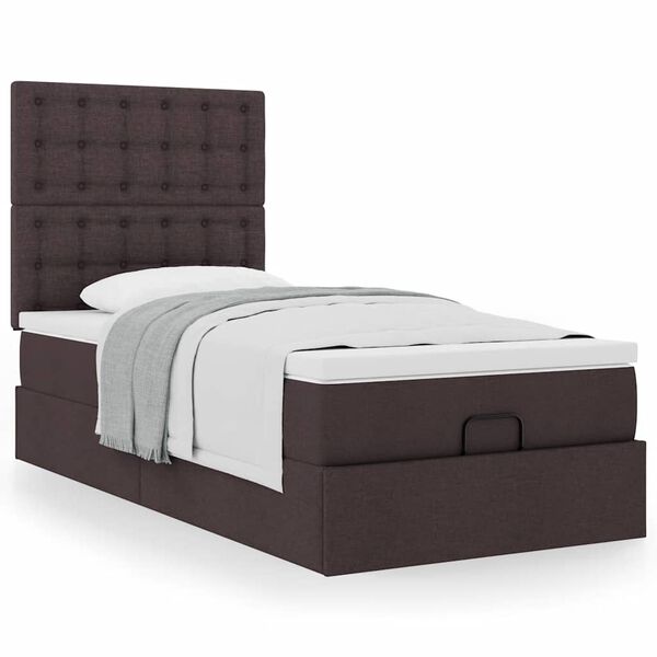 vidaXL Ottoman bed met matras 80x200cm stof donkerbruin
