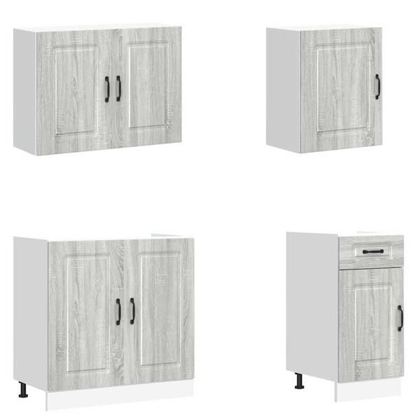 vidaXL 7-delige Keukenkastenset Kalmar bewerkt hout grijs sonoma eiken