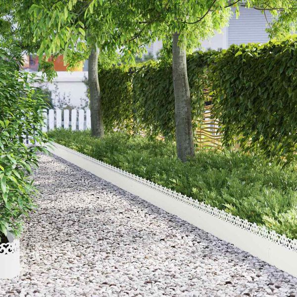 vidaXL Gazonranden 10 pcs Wit 103 x 0,05 x 22 cm Staal