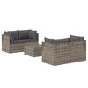 vidaXL 5-delige Loungeset met kussens poly rattan grijs