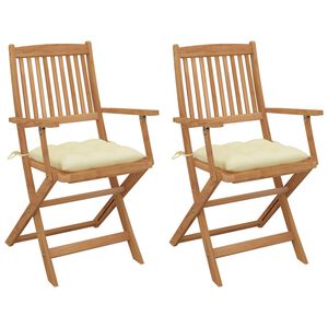 vidaXL Tuinstoelen 2 st inklapbaar met kussens massief acaciahout