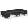 vidaXL 11-delige Loungeset met kussens poly rattan zwart