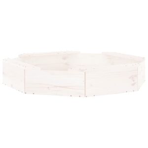 vidaXL Zandbak met bankjes achthoekig massief grenenhout wit