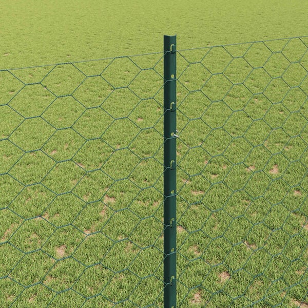 vidaXL Hek met Paal Groen 1,5 x 25 m Staal