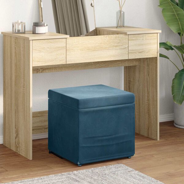 vidaXL Kruk Blauw 41 x 41 x 40 cm Velvet en Gefabriceerd Hout