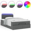 vidaXL Bed poef met matras en LED's 120x190 cm stof donkergrijs