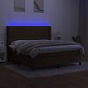 vidaXL Boxspring met matras en LED stof donkerbruin 160x200 cm