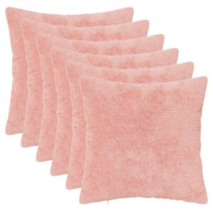 vidaXL Kussensloop 6 st HEERLEN Roze 30 x 30 cm Nep Konijnenbont