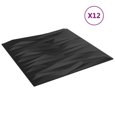 vidaXL 12 st Wandpanelen steen 3 m² 50x50 cm XPS zwart