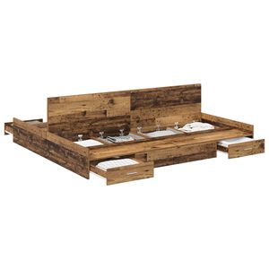 vidaXL Opbergbedframe met lade Oud Hout 180 x 200 cm Bewerkt hout