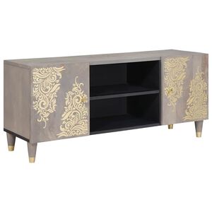 vidaXL TV-kast Grijs 105 x 33 x 46 cm Massief Mango Hout