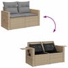 vidaXL 5-delige Loungeset met kussens poly rattan en acaciahout beige