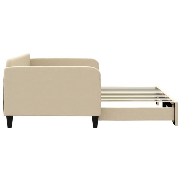 vidaXL Slaapbank met onderschuifbed 100x200 cm stof cr&egrave;mekleurig