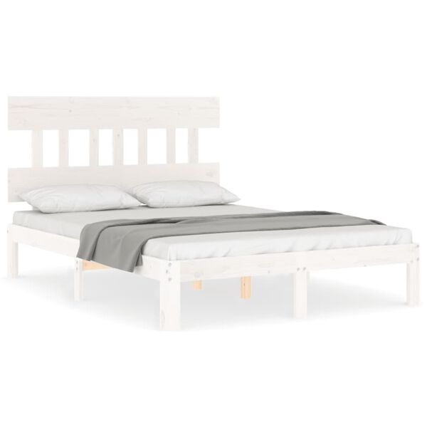 vidaXL Bedframe zonder matras massief grenenhout wit 140x190 cm