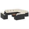 vidaXL 14-delige Loungeset met kussens poly rattan zwart