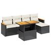 vidaXL 6-delige Loungeset met kussens poly rattan zwart