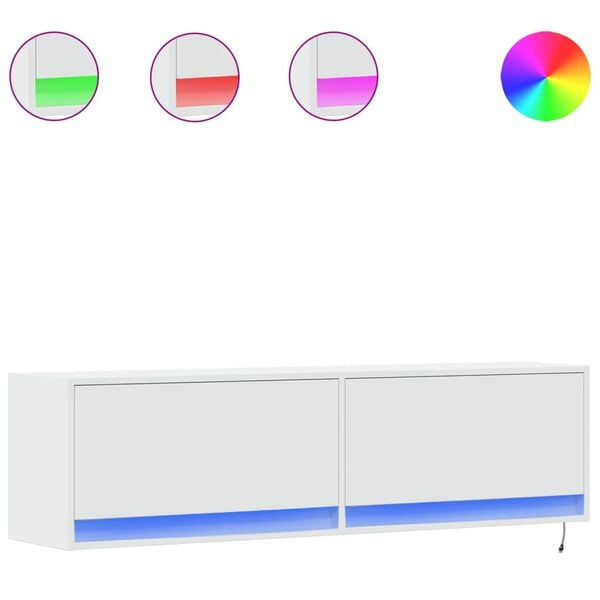vidaXL Tv-wandmeubel met LED-verlichting 140x31x38 cm wit