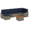 vidaXL Tuinbankenset met opslag 8 pcs Grijs en Marineblauw poly rattan