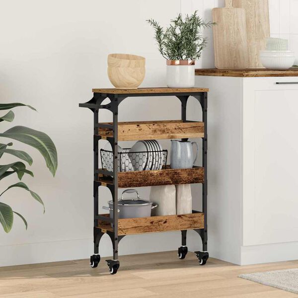 vidaXL Keuken Trolley Oud Hout 53 x 20 x 76 cm Bewerkt hout