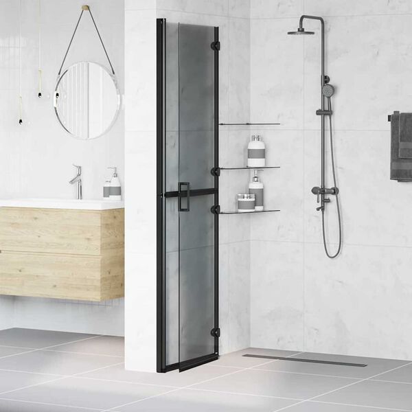 vidaXL Inloop douche wand Zwart en donkertransparant 110 x 190 cm