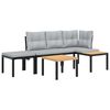 vidaXL 4-delige Loungeset met kussens gepoedercoat staal zwart