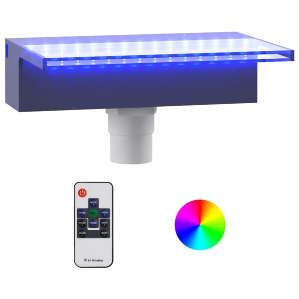 vidaXL Watervaloverlaat met RGB LED's 30 cm acryl