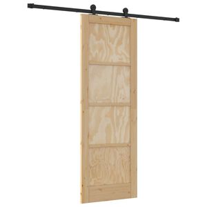 vidaXL Schuifdeur Naturel en Zwart 73,5 x 211 cm Massief grenenhout