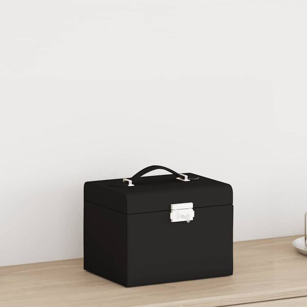 vidaXL Sieradendoosje 4-laags spiegel afsluitbaar 22,5x17,5x16,5 cm