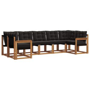 vidaXL Buiten bankenset met kussen 7 pcs Natuurlijk en Zwart