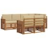 vidaXL Sofa-Sets 7 pcs Natuurlijk en Beige Massief Acaciahout