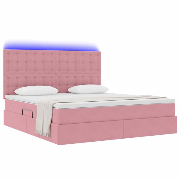 vidaXL Opbergbed met LED met matras met LED Roze 180 x 200 cm Fluweel