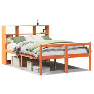 vidaXL Bed met boekenkast zonder matras hout wasbruin 120x200 cm