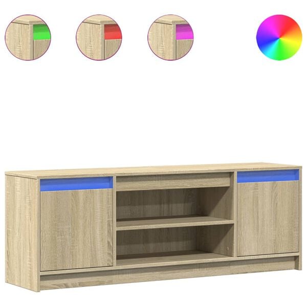 vidaXL Tv-meubel met LED 139,5x34x50 cm bewerkt hout sonoma eikenkleur
