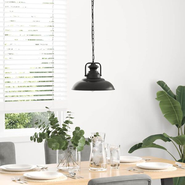 vidaXL Hanglamp E27 Ø 31 cm ijzer zwart