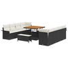 vidaXL Tuinbankenset met kussen 11 pcs Zwart poly rattan