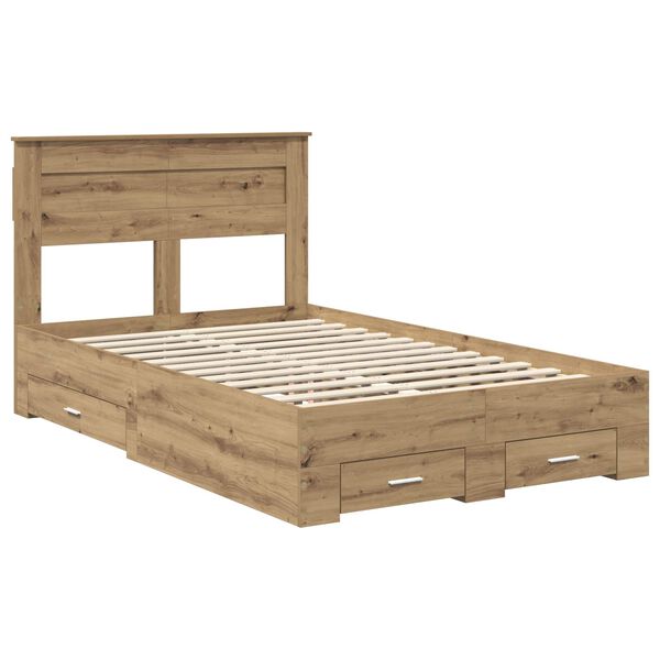 vidaXL Bedframe met hoofdeinde Artisan Eiken 120 x 190 cm Bewerkt hout