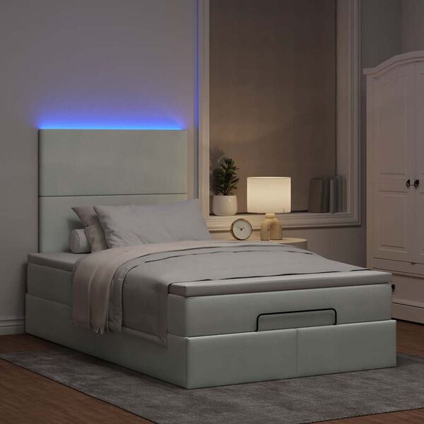 vidaXL Ottoman bed met matrassen en LED's 120x190cm fluweel lichtgrijs
