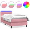 vidaXL Boxspring met matras en LED fluweel roze 80x210 cm