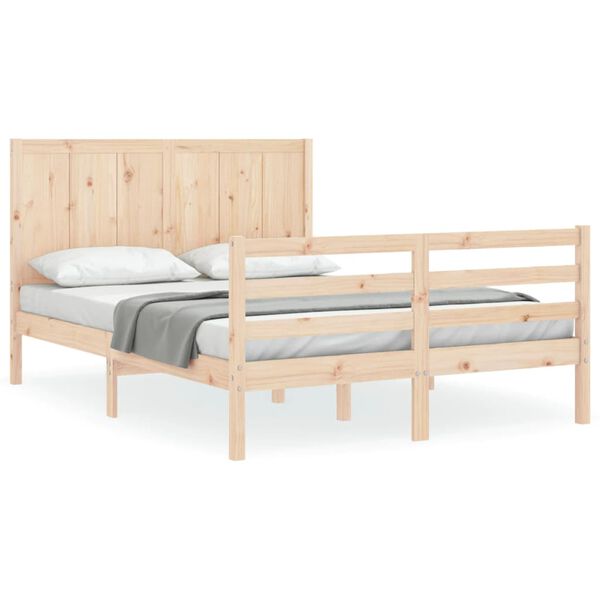 vidaXL Bedframe met hoofdbord massief hout 140x200 cm