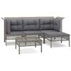 vidaXL 5-delige Loungeset met kussens poly rattan grijs