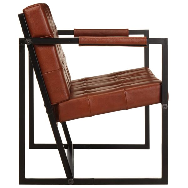 vidaXL Tweezitsbank echt geitenleer bruin