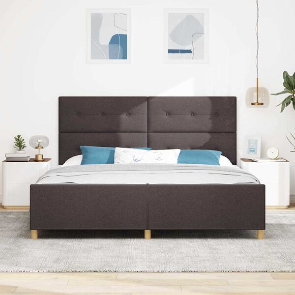 vidaXL Bedframe met hoofdeinde Donkerbruin 200 x 200 cm Stof