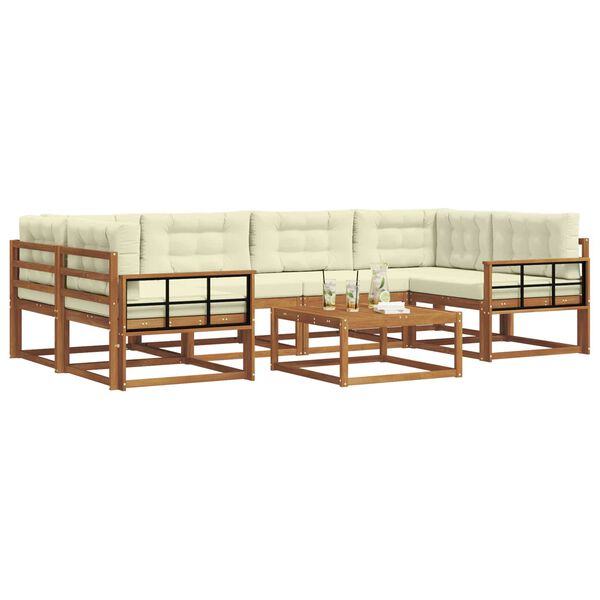 vidaXL Buiten bankenset met kussen 7 pcs Natuurlijk en Cr&egrave;me