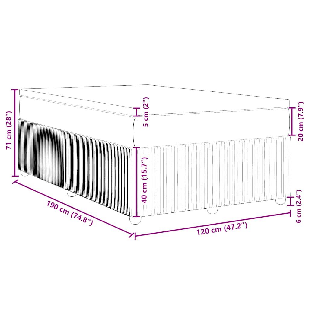 vidaXL Boxspring met matras stof donkerbruin 120x190 cm